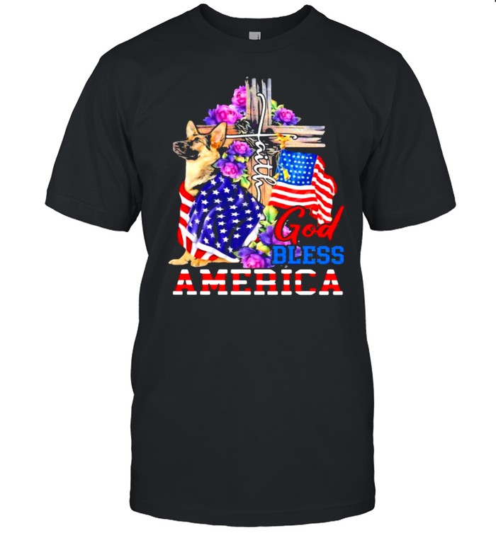 God Bless America German Shepherd Flag  Classic Men's T-shirt