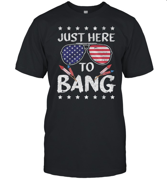 Just Here To Bang Glasses American Flag 4th Of July shirt Classic Men's T-shirt