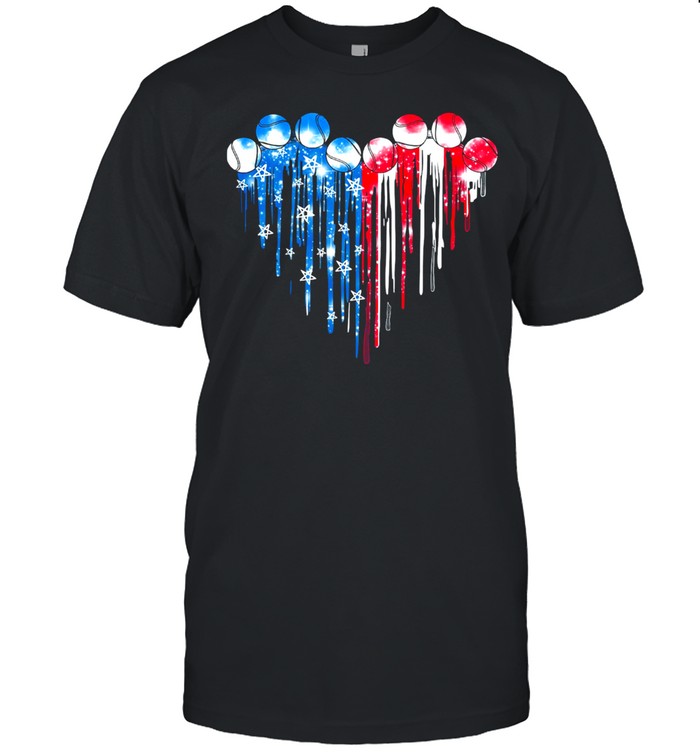 Softball Heart American Flag shirt