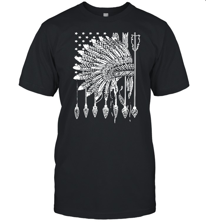 Indian Pride Headdress Usa Flag Patriotic Native American T-shirt Classic Men's T-shirt
