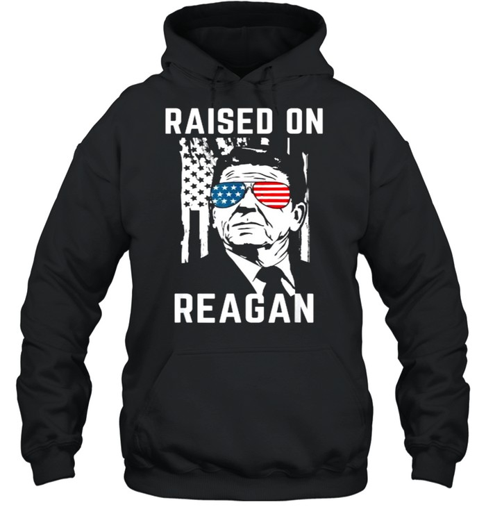 Republican Raised On Ronald Reagan Patriotic President T- Unisex Hoodie
