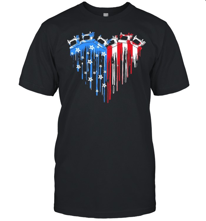 Sewing Heart With American Flag shirt