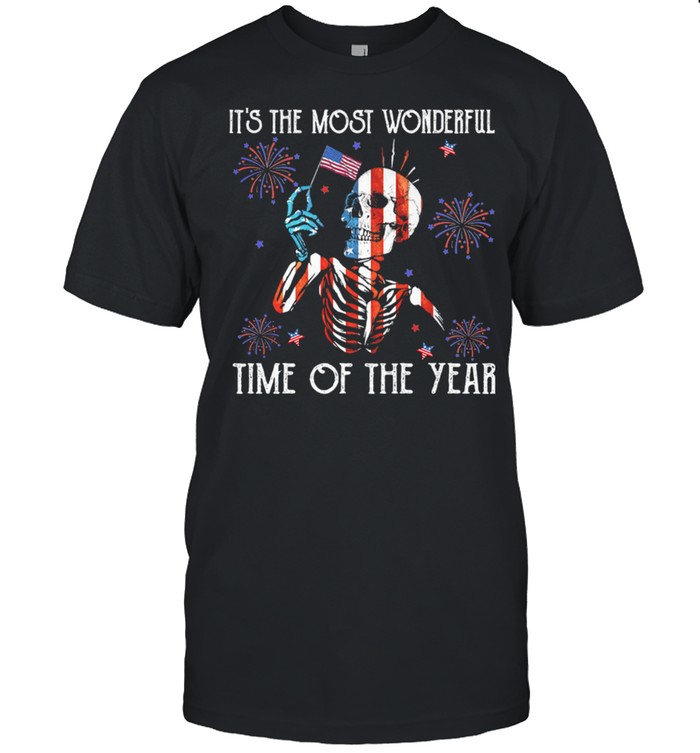 Skeleton American Flag Its The Most Wonderful Time Of The Year Firework shirt