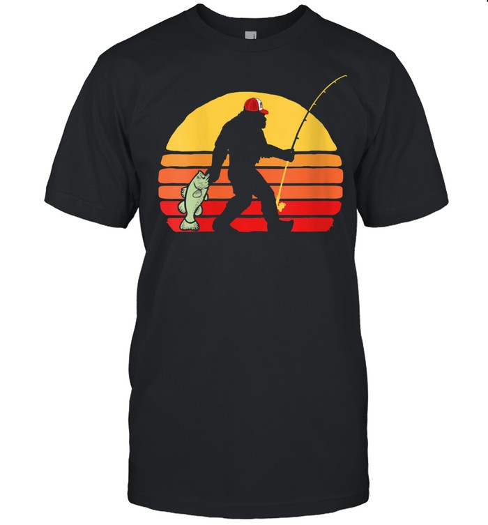 Bassquatch Bigfoot Fishing Outdoor Retro 80s shirt