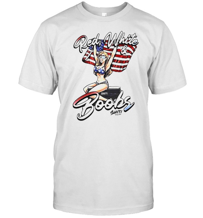 Red White And Boobs American Flag  Classic Men's T-shirt