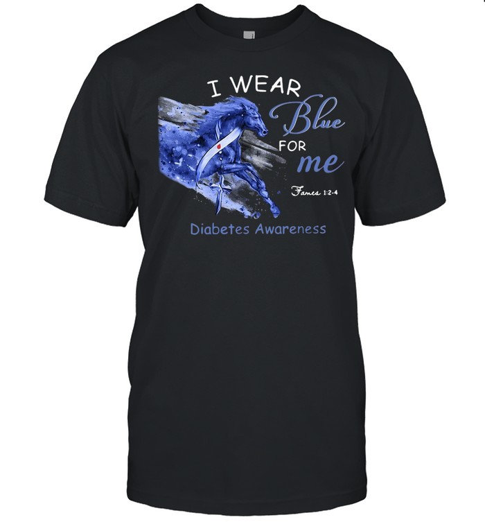 Horse I Wear Blue For Me James 1 2-4 Diabetes Awareness  Classic Men's T-shirt
