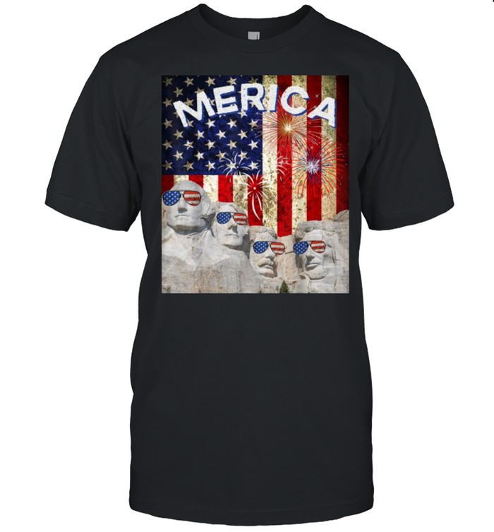 Merica Mount Rushmore American Flag Sunglasses 4th of July T- Classic Men's T-shirt