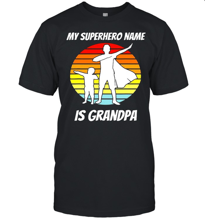 Mens My Superhero Name Is Grandpa Vintage Retro T-shirt Classic Men's T-shirt