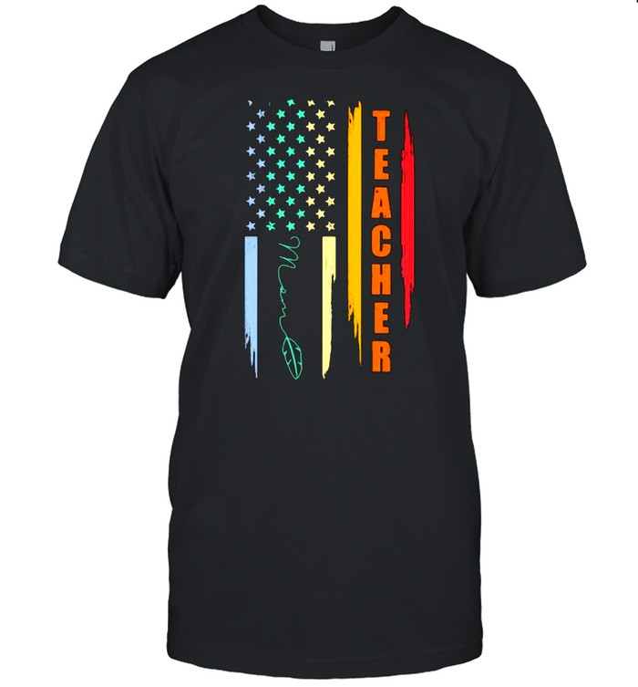 Teacher Mom American Flag  Classic Men's T-shirt