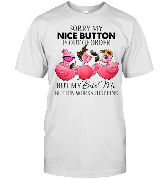 Flamingos Sorry My Nice Button Is out Of Order But My Bite Me Button Works Just Fine T-shirt Classic Men's T-shirt