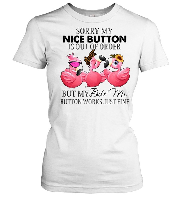 Flamingos Sorry My Nice Button Is out Of Order But My Bite Me Button Works Just Fine T-shirt Classic Women's T-shirt