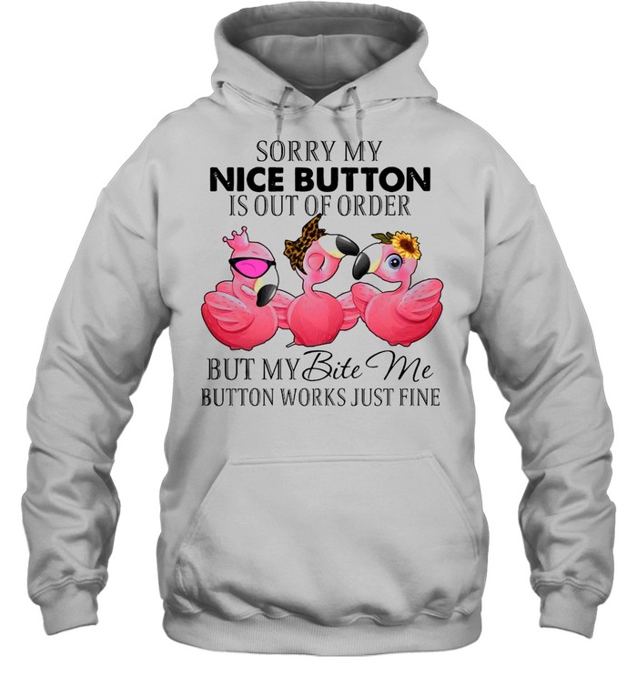 Flamingos Sorry My Nice Button Is out Of Order But My Bite Me Button Works Just Fine T-shirt Unisex Hoodie
