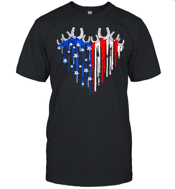 Horseshoe Heart American Flag Independence Day  Classic Men's T-shirt