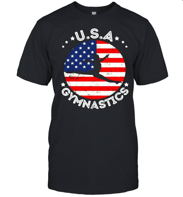 American Flag Gymnastics Team Retro Support Usa Women GymnastT-shirt
