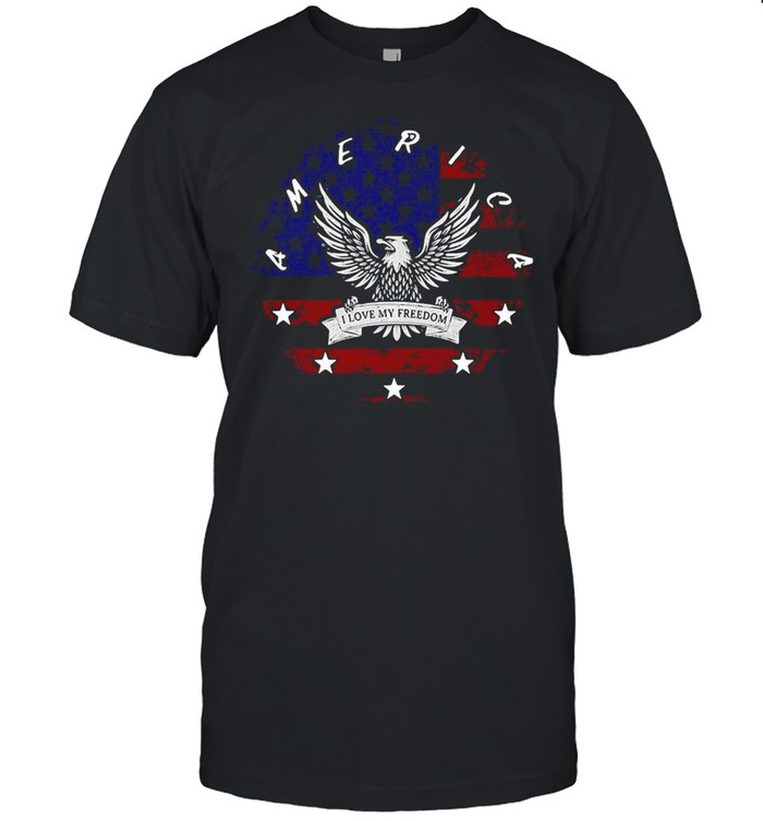 I Love My Freedom America Eagle Circle T-shirt Classic Men's T-shirt