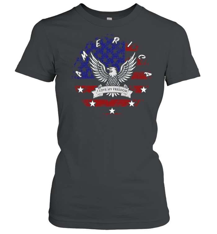 I Love My Freedom America Eagle Circle T-shirt Classic Women's T-shirt