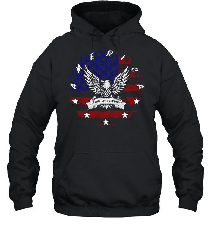 I Love My Freedom America Eagle Circle T-shirt Unisex Hoodie