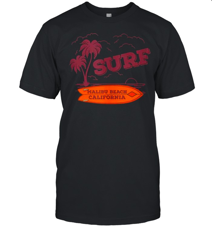 Malibu California with Palm Trees and Surfboard – Surfing  Classic Men's T-shirt