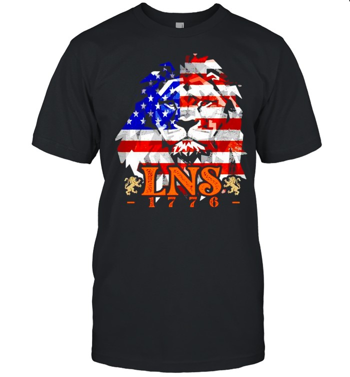 LNS 1776 lion American flag shirt