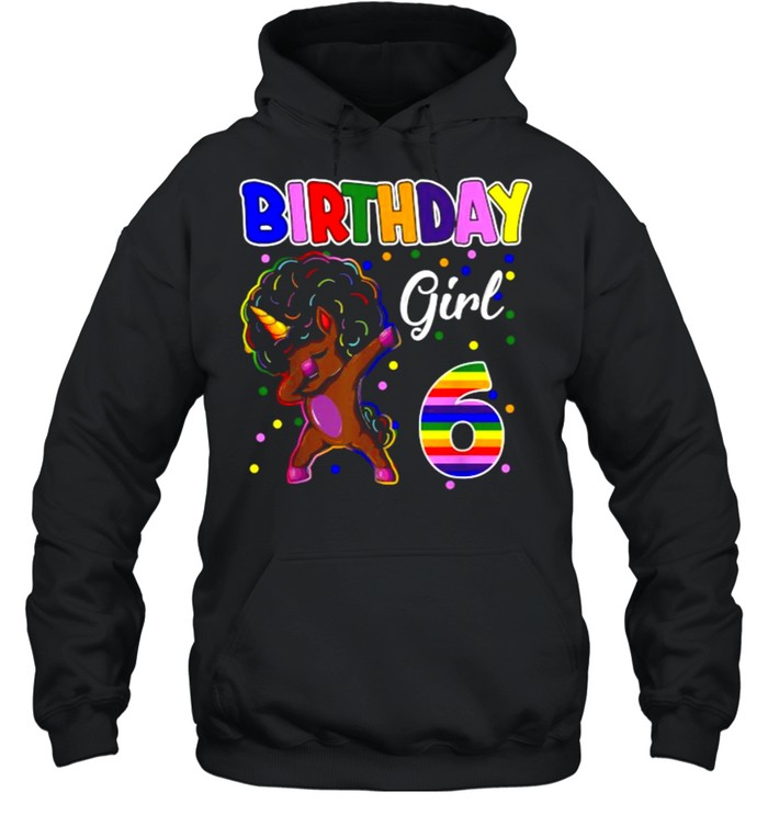 6th Birthday Black Girl 6 Years Old Awesome Unicorn Dabbing Unisex Hoodie