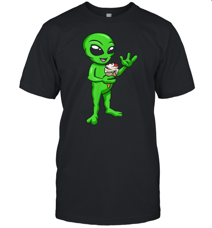Alien UFO Alien Eating Ice Cream Cool Alien shirt Classic Men's T-shirt