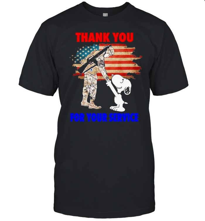 Veteran and Snoopy thank you for your Service American flag shirt Classic Men's T-shirt
