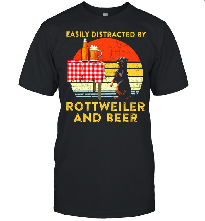 Easily distracted by Rottweiler and Beer vintage shirt Classic Men's T-shirt