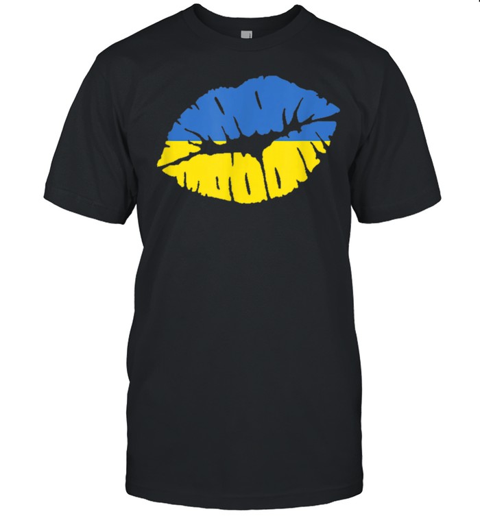 Ukraine Flag Lip Kiss Kissing Mouth for Ukrainians shirt Classic Men's T-shirt