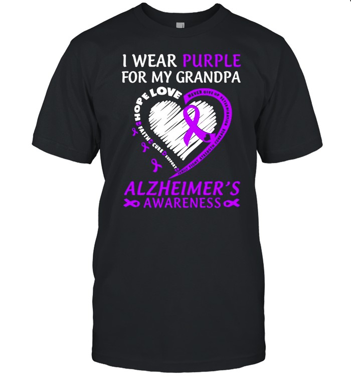 I Wear Purple For My Grandpa Alzheimers Awareness Shirt