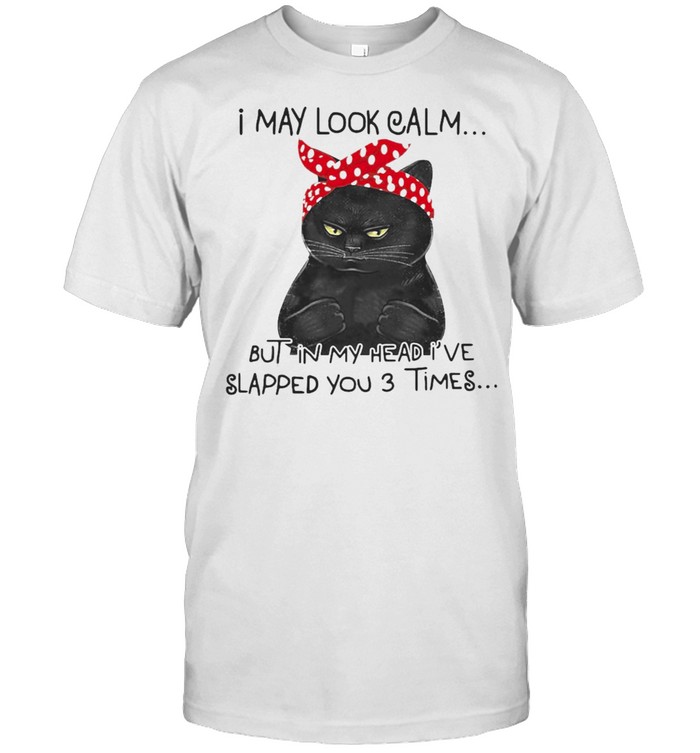I May Look Calm But In My Head I’ve Slapped You 3 Times Black Cat T-shirt