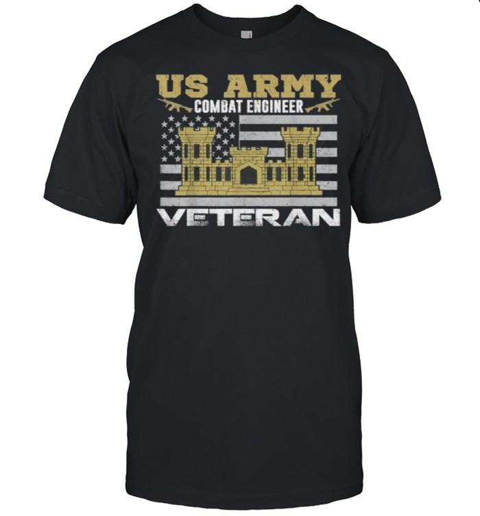 Vintage US Army Combat Engineer Veteran Flag T- Classic Men's T-shirt