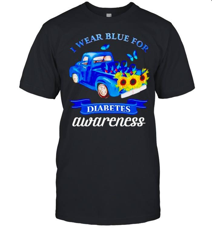 Truck sunflower I wear blue for diabetes awareness shirt Classic Men's T-shirt