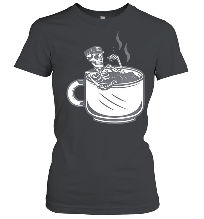Halloween Skeleton Coffee Cup Vintage Retro Biker T-shirt Classic Women's T-shirt