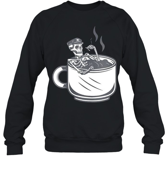 Halloween Skeleton Coffee Cup Vintage Retro Biker T-shirt Unisex Sweatshirt
