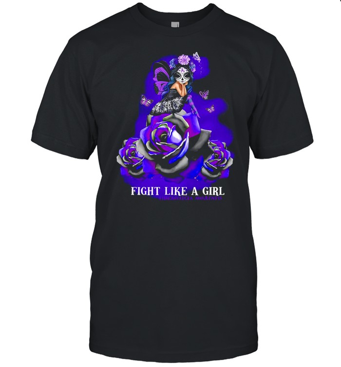 Fight Like A Girl Fibromyalgia Awareness Fairy Flower T-shirt