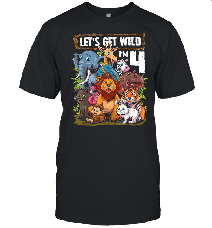 4 Year Old Zoo Birthday Safari Jungle Animals 4th Birthday T- Classic Men's T-shirt