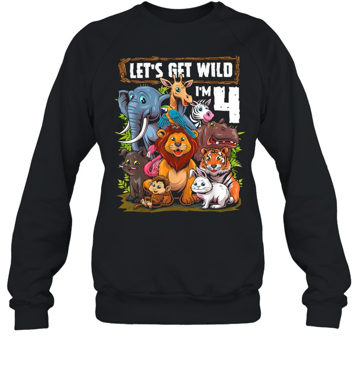 4 Year Old Zoo Birthday Safari Jungle Animals 4th Birthday T- Unisex Sweatshirt