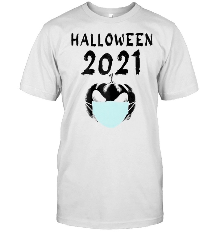 Halloween 2021 pumpkin in face mask shirt