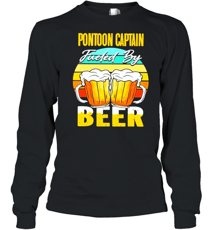 boating pontoon captain guided by beer vintage shirt Long Sleeved T-shirt