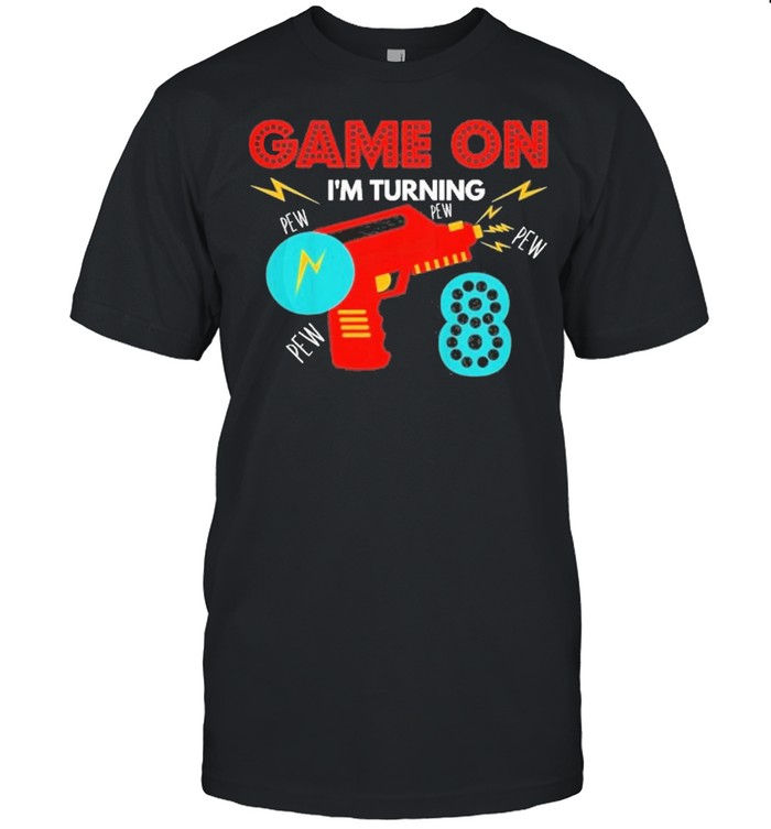 Kids 8Th Birthday Laser Design Game On Im Turning shirt