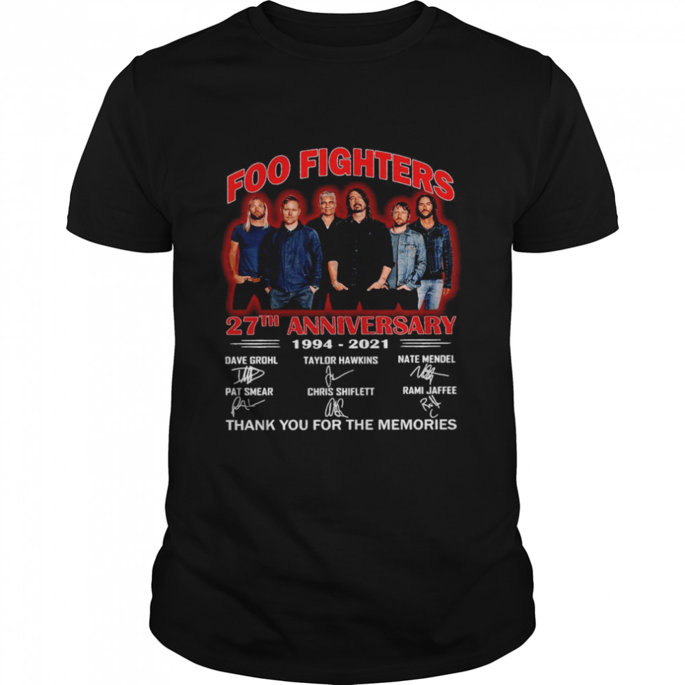 Foo Fighters 27th Anniversary 1994-2021 Thank You For The Memories Signature T-shirt