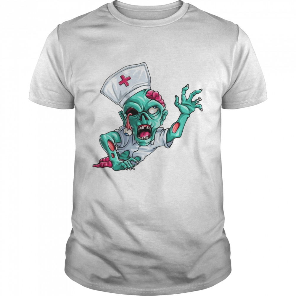 Zombie Nurse Funny Halloween Horror Scary T-shirt Classic Men's T-shirt