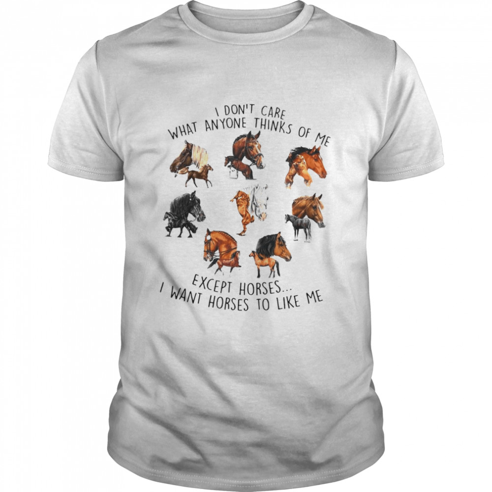 I Don’t Care What Anyone Thinks Of Me Except Horses I Want Horses To Like Me T-shirt