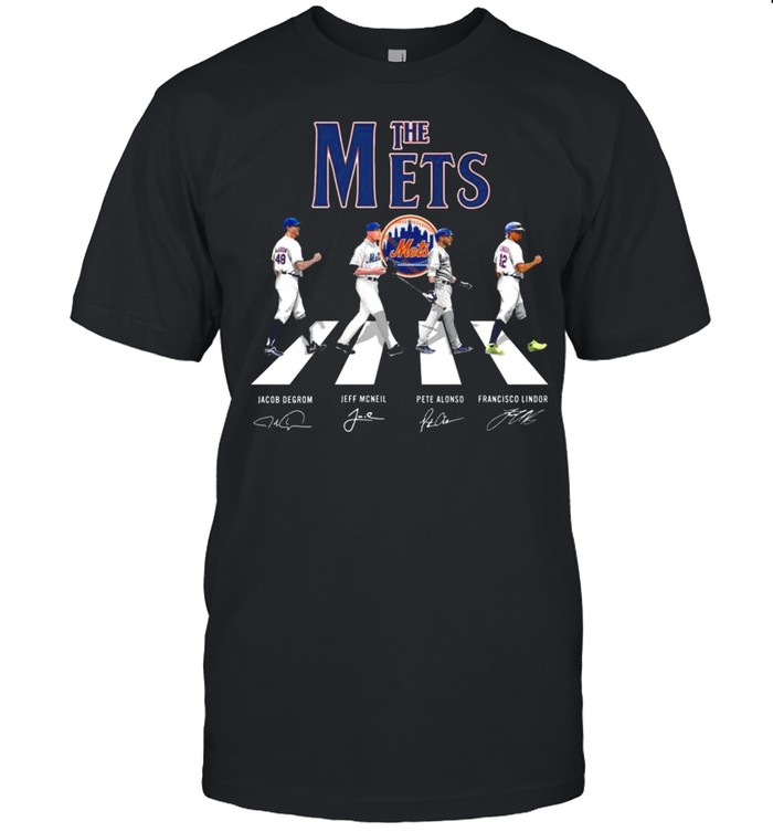 The New York Mets Baseball Teams With Degrom Mcneil Alonso And Lindor Abbey Road Signatures Shirt