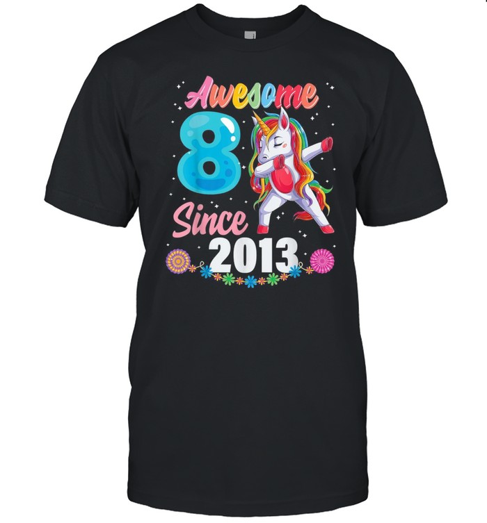 8 year old girl birthday party 8th awesome dabbing unicorn shirt