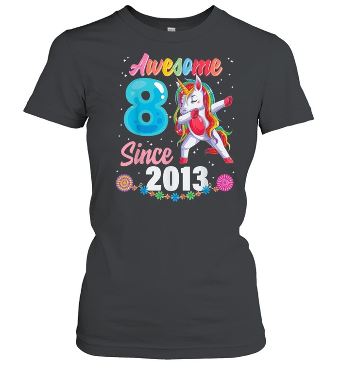 8 year old girl birthday party 8th awesome dabbing unicorn shirt Classic Women's T-shirt