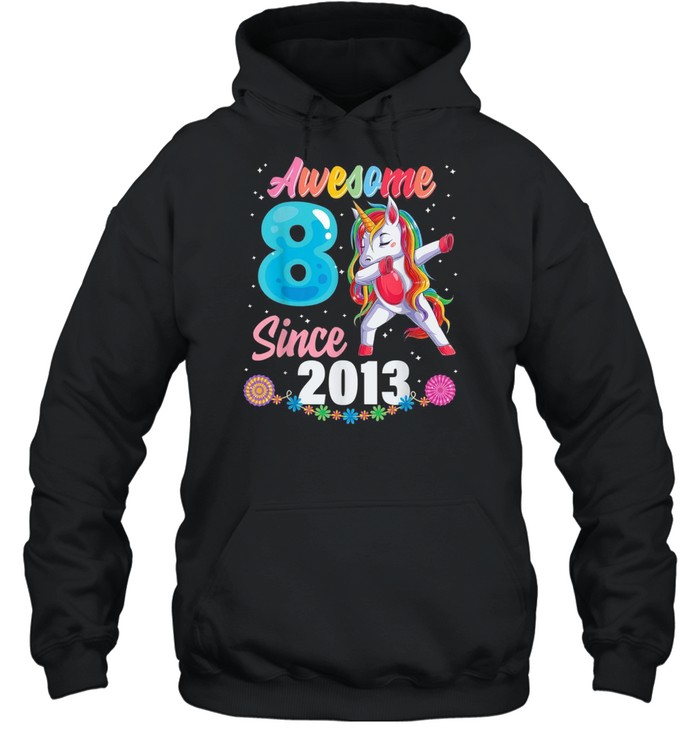 8 year old girl birthday party 8th awesome dabbing unicorn shirt Unisex Hoodie