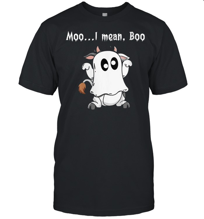 Moo I Mean Boo Ghost CowFunny halloween Cow Boo shirt Classic Men's T-shirt