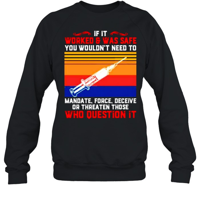 If it worked and be safe you wouldn’t need to mandate force deceive shirt Unisex Sweatshirt