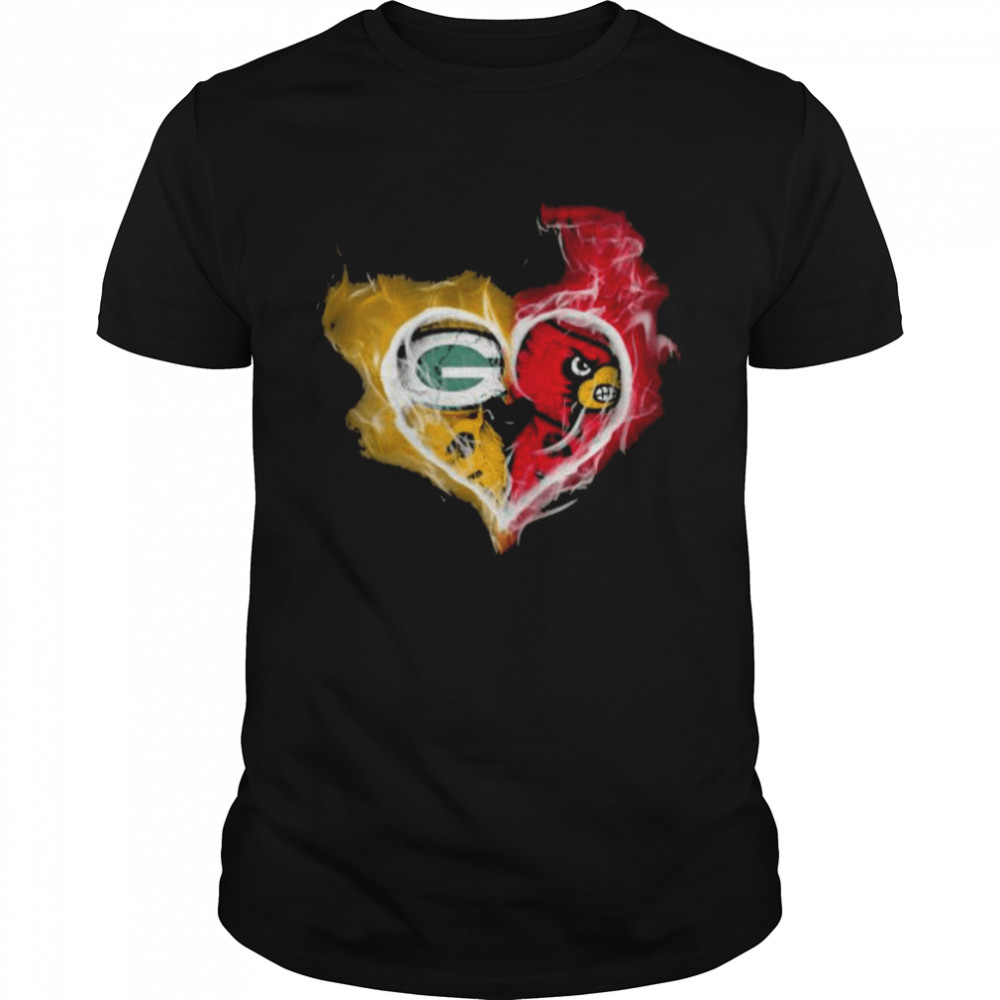 Heart Skull Green bay packers and Arizona Cardinals shirt